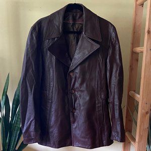 Thrifted Leather Jacket Brown Oversized